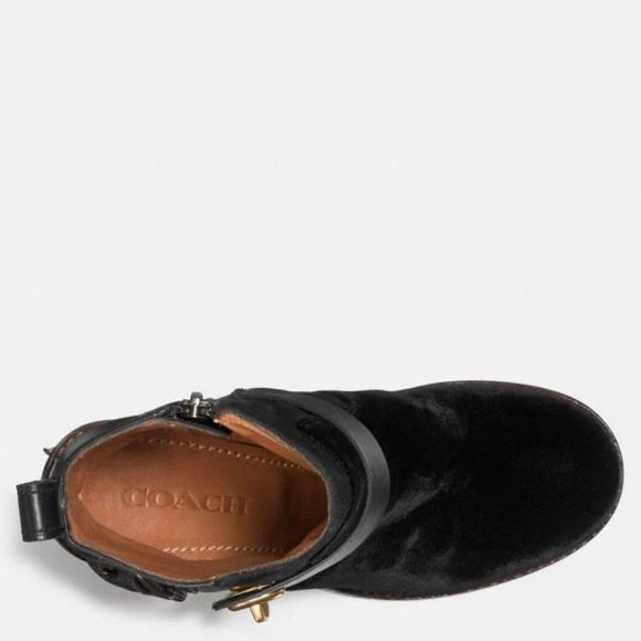 Coach Moto Bootie Heel Floral Black/Black  Fall in Central Park look! MINT! - Picture 5 of 5